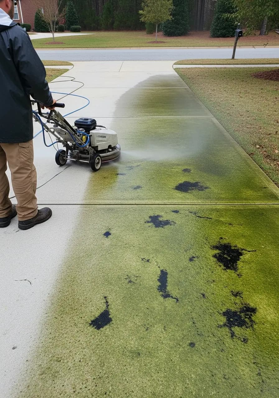 Driveway pressure wash - stains lifted