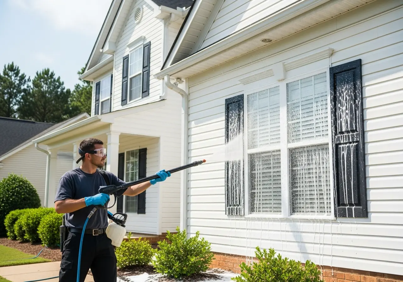 House washing - removing pollen, algae, and grime from siding