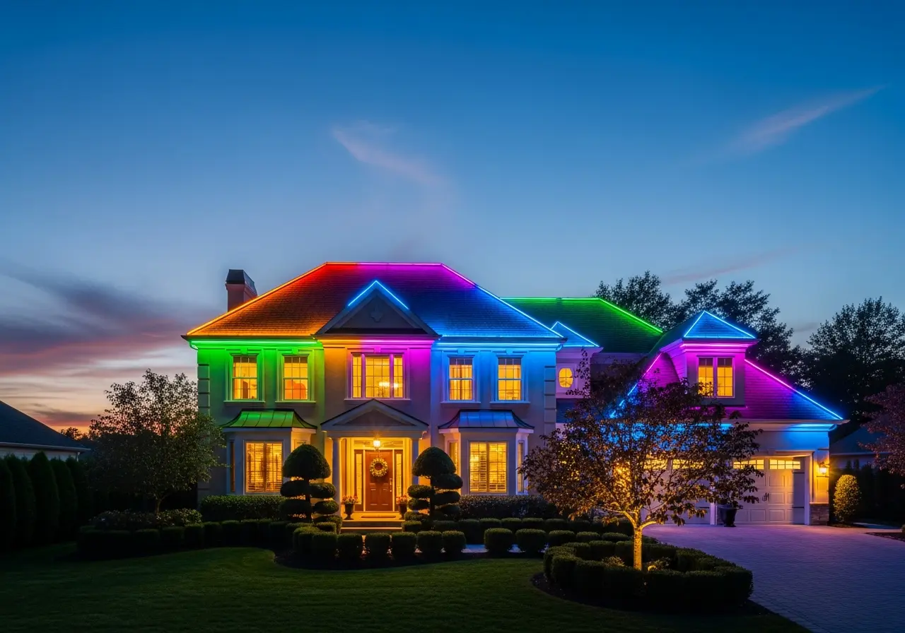Permanent RGB lighting installation - year-round exterior lighting
